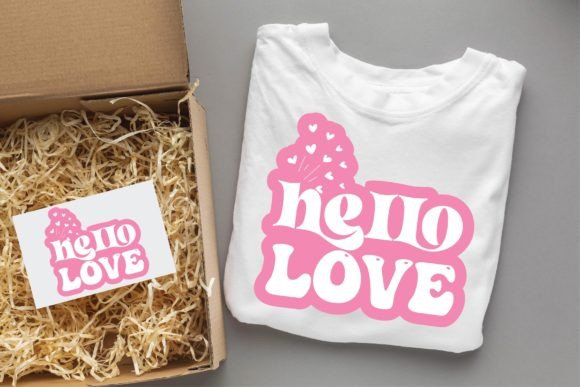 Hello Love Valentine Groovy Svg Design Graphics