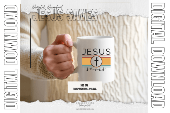 Retro Jesus Saves Graphics & Print Templates